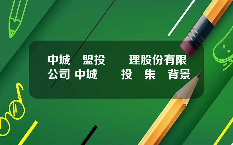 中城聯盟投資琯理股份有限公司 中城聯郃投資集團背景